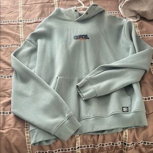 Blue Crew Neck Sweater with Ribbed Cuffs